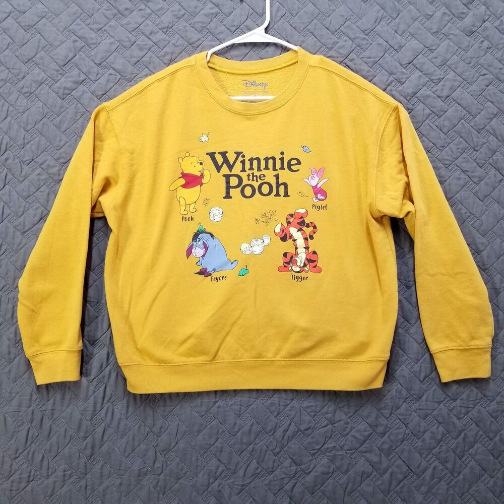 Disney Winnie Yhe Pooh Sweatshirt Womens Pullover Yellow/Gold Graphic Large